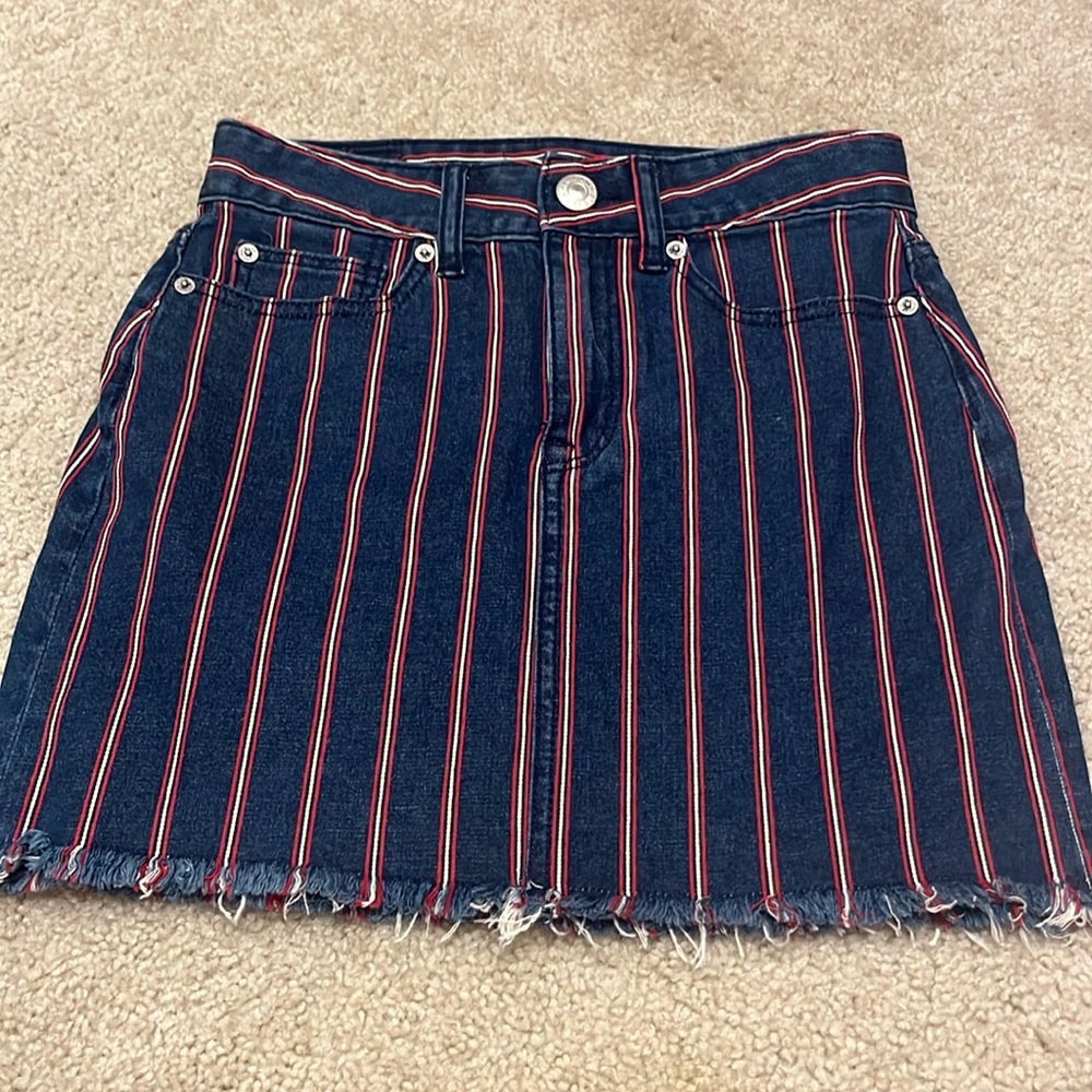 American eagle striped jean skirt